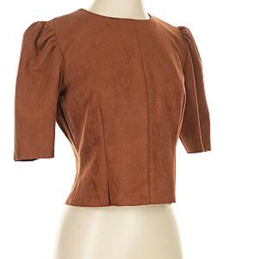 Stunning T Tahari Puff Brown Short Sleeve Top Small NWT